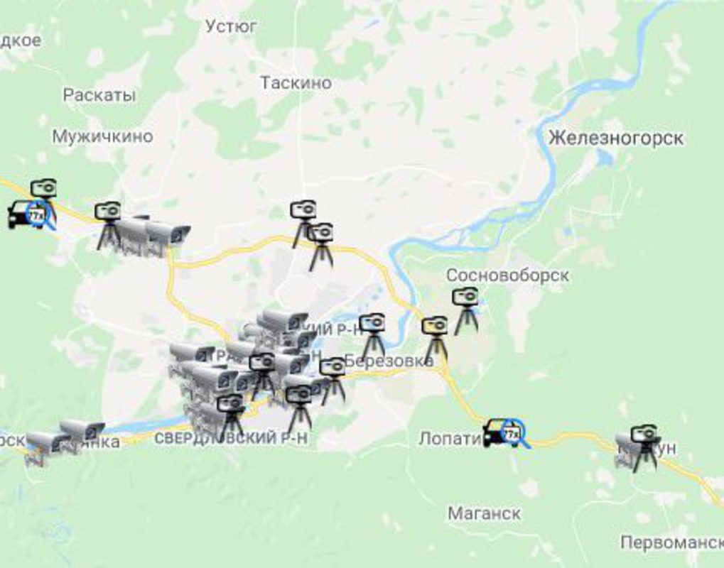 Карта красноярска с камерами видеофиксации